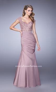 Picture of: Satin Dress with Beaded Lace Bodice and Gathering in Pink, Style: 21669, Main Picture