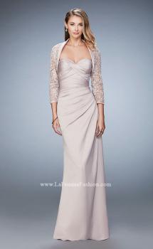 Picture of: Satin Evening Gown with Cropped Lace Jacket in Nude, Style: 21776, Main Picture