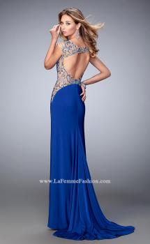 Picture of: Sexy Jersey Gown with Rhinestones and a Train in Blue, Style: 21818, Main Picture