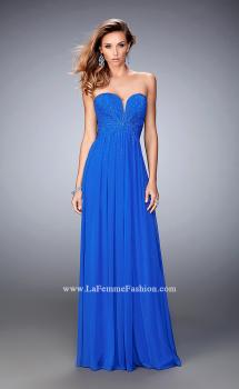 Picture of: Sweetheart Neck Net Gown with Cascading Rhinestones in Blue, Style: 21836, Main Picture