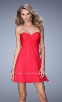 Picture of: Short Chiffon Dress with Open Back and Sheer Lace in Pink, Style: 22098, Main Picture