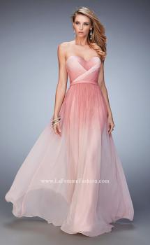 Picture of: Ombre Chiffon Prom Dress with Gathered Bodice in Pink, Style: 22156, Main Picture