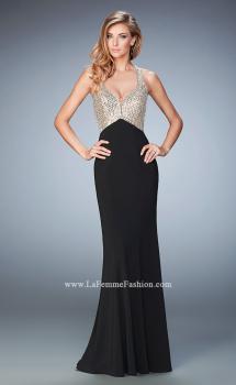 Picture of: Racer Back Mermaid Prom Dress with Crystals and Sequins in Black, Style: 22189, Main Picture