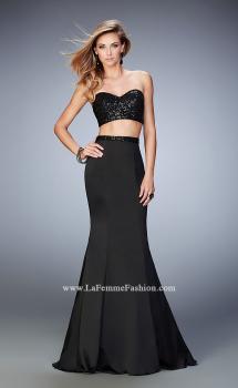 Picture of: Two Piece Prom Dress with Sequin Top and Waistband in Black, Style: 22220, Main Picture