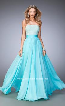 Picture of: Long Prom Dress with Crystals, Pearls, and Pockets in Blue, Style: 22318, Main Picture