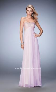 Picture of: Empire Waist Prom Dress with Crystal and Pearl Bodice in Pink, Style: 22363, Main Picture