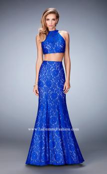 Picture of: Glam Racer Back Two Piece Gown with Rhinestones in Blue, Style: 22393, Main Picture