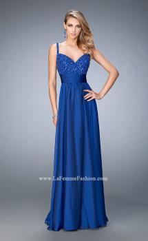 Picture of: Embellished Prom Dress with Gathered Band and Skirt in Blue, Style: 22433, Main Picture