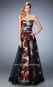 Picture of: A-Line Gown with Flower Printed Lining and Rhinestones in Print, Style: 22489, Main Picture