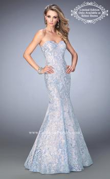 Picture of: Long Lace Sequined Mermaid Prom Dress in Blue, Style: 22571, Main Picture