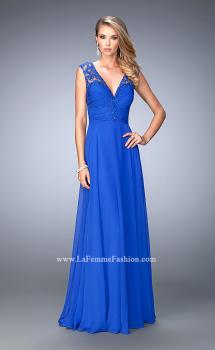 Picture of: Crepe Chiffon Prom Dress with Embroidery in Blue, Style: 22583, Main Picture