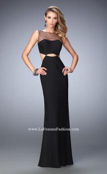 Picture of: Embellished Jersey Prom Dress with Cut Out Neckline in Black, Style: 22600, Main Picture