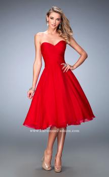 Picture of: Tea Length Party Dress with Gathered Bodice in Red, Style: 22638, Main Picture