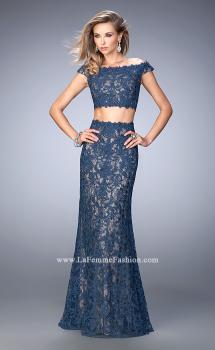Picture of: Two Piece Off the Shoulder Embellished Prom Dress in Blue, Style: 22645, Main Picture