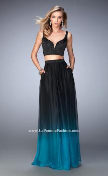 Picture of: Embellished Two Piece Prom Dress with Ombre Skirt in Black, Style: 22694, Main Picture