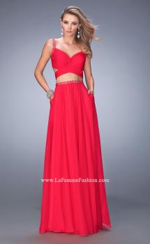 Picture of: Two Piece Attached Chiffon Prom Dress with Cut Outs in Pink, Style: 22718, Main Picture