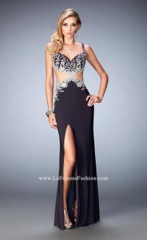 Picture of: Cut Out Long Prom Dress with Open Back and Slit in Silver, Style: 22828, Main Picture