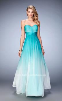 Picture of: Long Ombre Chiffon Gown with Gathered Bodice in Blue, Style: 22880, Main Picture