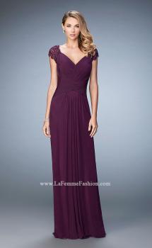 Picture of: Lace Cap Sleeve Dress with Open Back in Purple, Style: 23084, Main Picture