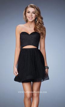 Picture of: Short Homecoming Dress with Cut Outs and Stones in Black, Style: 23402, Main Picture