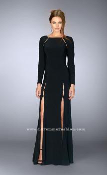 Picture of: Long Sleeve Dress with Rhinestone Shoulders in Black, Style: 23479, Main Picture