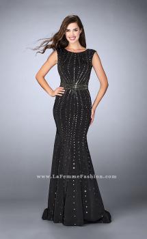 Picture of: High Neck Jersey Prom Dress with Rhinestones in Black, Style: 23680, Main Picture