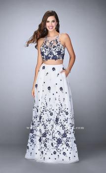 Picture of: Floral Embroidered Two Piece Organza Prom Dress in White, Style: 23919, Main Picture