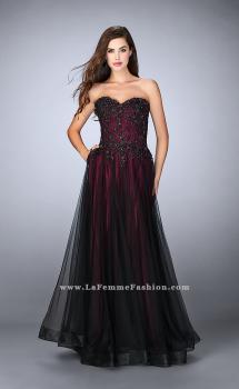 Picture of: Tulle A-line Dress with Beaded Lace Bodice in Red, Style: 23920, Main Picture