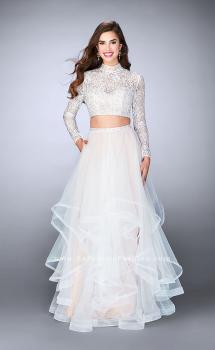 Picture of: Long Sleeve Two Piece Prom Dress with Pockets in White, Style: 23924, Main Picture