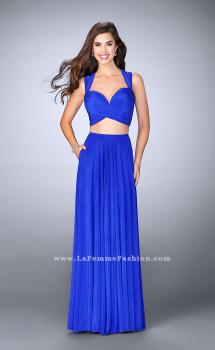 Picture of: Two Piece Prom Dress with Pockets and Strappy Back in Blue, Style: 23940, Main Picture