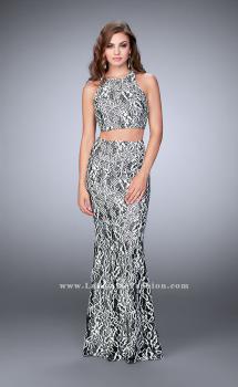 Picture of: Two Piece Multi-Colored Lace Dress with Racer Back in Black, Style: 23976, Main Picture