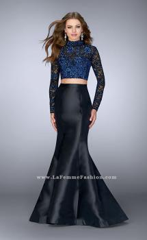 Picture of: Two Piece Mermaid Dress with Long Sleeve Lace Top in Black, Style: 23995, Main Picture