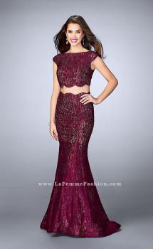 Picture of: Two Piece Lace Dress with Scalloped Edges and Back in Red, Style: 24047, Main Picture