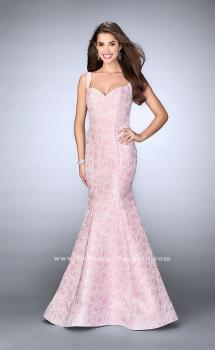 Picture of: Rose Printed Prom Dress with Mermaid Skirt and Bow in Pink, Style: 24063, Main Picture