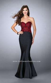 Picture of: Mikado Mermaid Dress with Lace Top and Open Back in Black, Style: 24123, Main Picture
