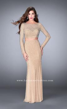 Picture of: Long Sleeve Two Piece Dress with Cold Shoulders in Nude, Style: 24175, Main Picture