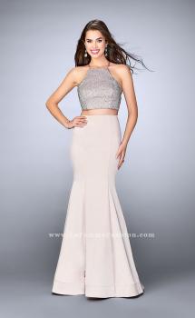 Picture of: Satin Two Piece Gown with Beading and Strappy Back in Nude, Style: 24243, Main Picture