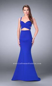 Picture of: Faux Two Piece Neoprene Dress with Mermaid Skirt in Blue, Style: 24288, Main Picture
