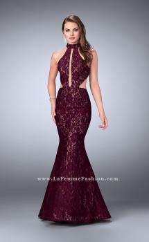 Picture of: Mermaid Lace Dress with Cut Outs and Open Back in Red, Style: 24303, Main Picture