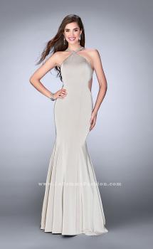 Picture of: High Neck Dress with Beaded Neckline and Strappy Back in Silver, Style: 24352, Main Picture