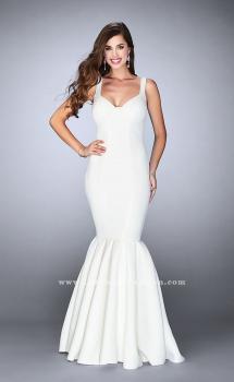 Picture of: Classic Neoprene Dress with Pleated Mermaid Skirt in White, Style: 24361, Main Picture
