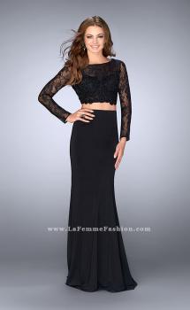 Picture of: Two Piece Long Sleeve Lace Dress with Open Back in Black, Style: 24412, Main Picture