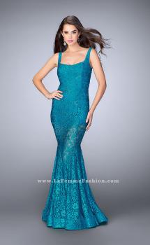 Picture of: Lace Mermaid Romper Dress with an Open Back in Blue, Style: 24466, Main Picture