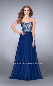 Picture of: Strapless A-line Dress with Beading and Chiffon Skirt in Blue, Style: 24561, Main Picture