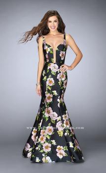 Picture of: Floral Mikado Mermaid Gown with Rectangle Neckline in Print, Style: 24589, Main Picture