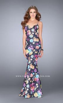Picture of: Open Back Print Neoprene Dress with Train in Print, Style: 24632, Main Picture