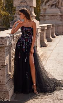Picture of: A-Line Prom Gown with Multi Color Lace Sequin Applique in Black, Style: 32072, Main Picture