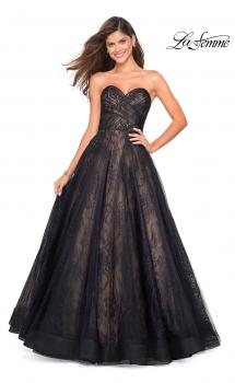 Picture of: Strapless Lace Ball Gown with Sweetheart Neckline in Black Nude, Style: 27135, Main Picture