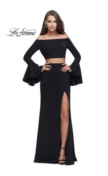 Picture of: Off the Shoulder Two Piece Dress with Flared Sleeves in Black, Style: 25261, Main Picture