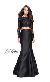 Picture of: Two Piece Mermaid Dress with Lace Top and Rhinestones in Black, Style: 25324, Main Picture